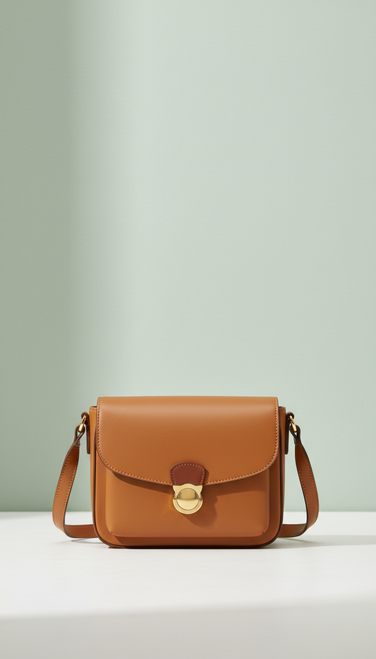 Leather Tan Leather-Accented Crossbody Bag